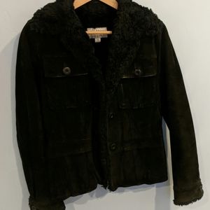 black Genuine suede fur jacket